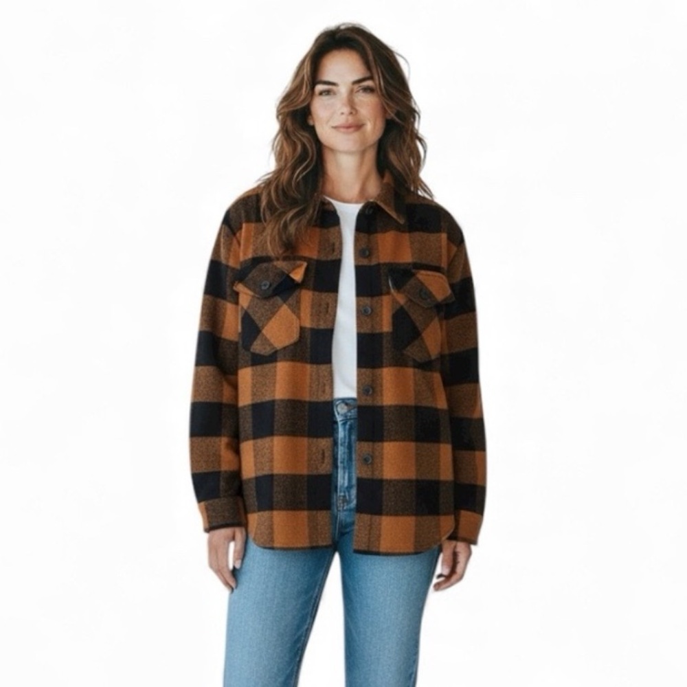 RDI Black and Brown Plaid Shacket
